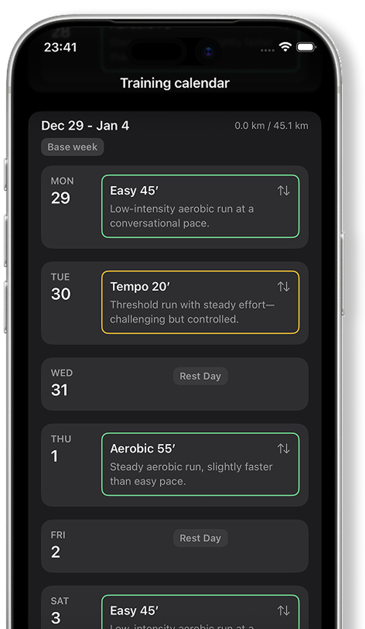 Pacermind training calendar